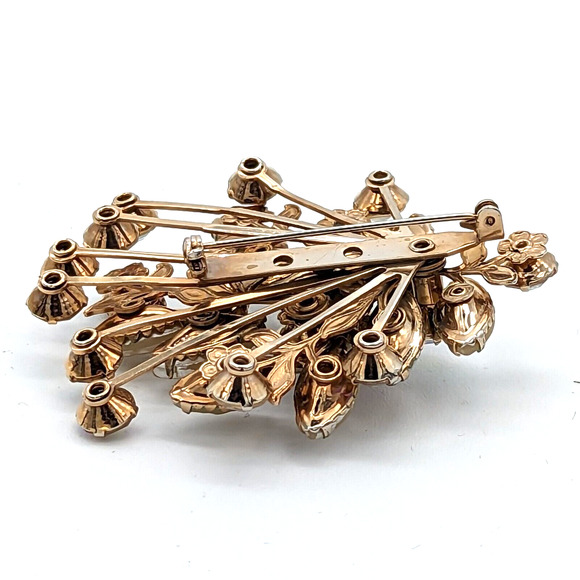 Judy Lee Aurora Borealis Lava Stone Brooch w Prong Setting Unsigned Vintage - Picture 10 of 10